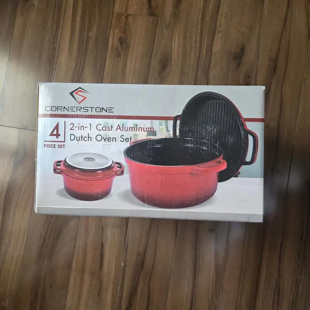 Cornerstone 4-Piece 2-in-1 Cast Aluminum Dutch Oven Set